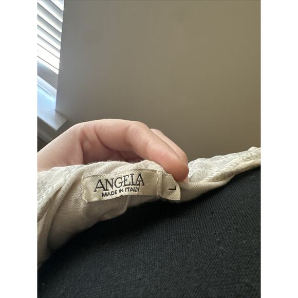 Angela made In Italy Top Blouse Flowy Fairy Boho Cream And Blue Oversized - Picture 6 of 8